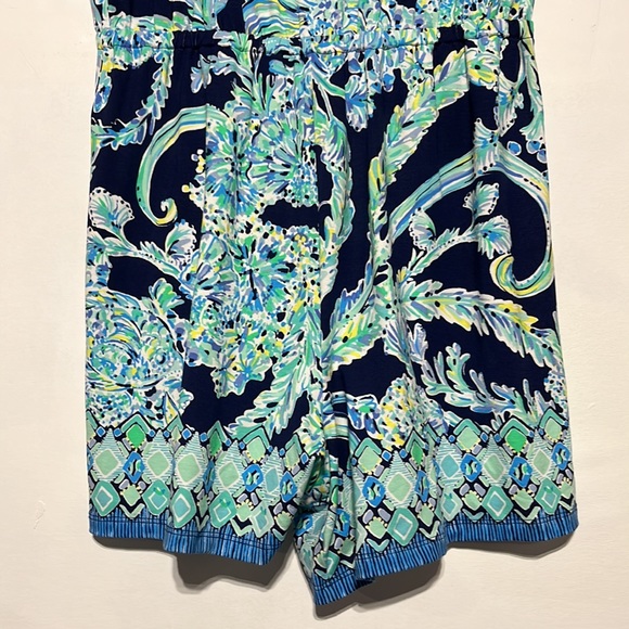 Lilly Pulitzer Lula Romper High Tide Navy Scuba Doo Engineered Shorts Size Small - Picture 6 of 13